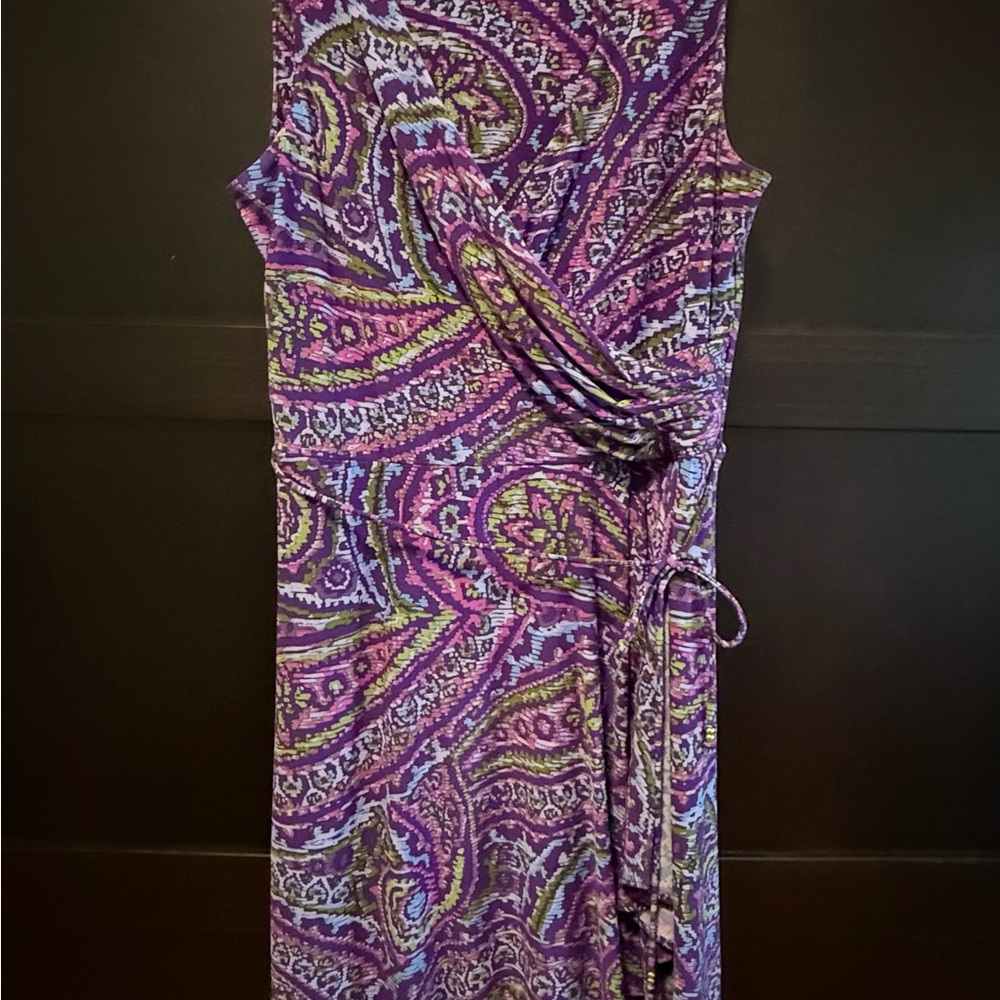 Lauren Ralph Lauren Purple Pink Sleeveless Wrap Dress
